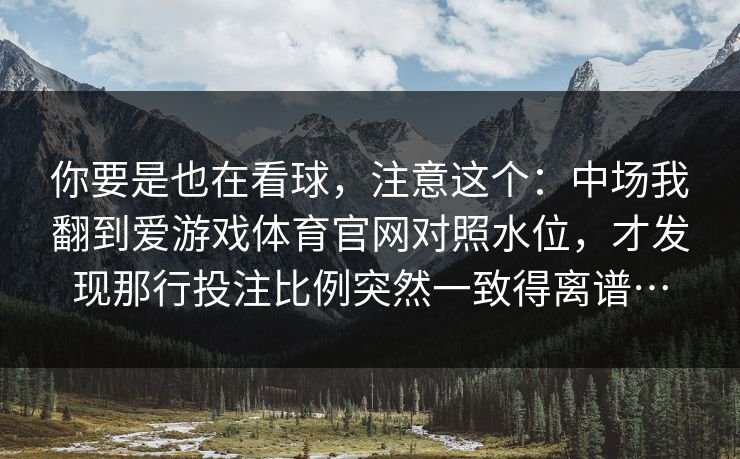 你要是也在看球，注意这个：中场我翻到爱游戏体育官网对照水位，才发现那行投注比例突然一致得离谱…