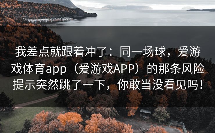 我差点就跟着冲了：同一场球，爱游戏体育app（爱游戏APP）的那条风险提示突然跳了一下，你敢当没看见吗！